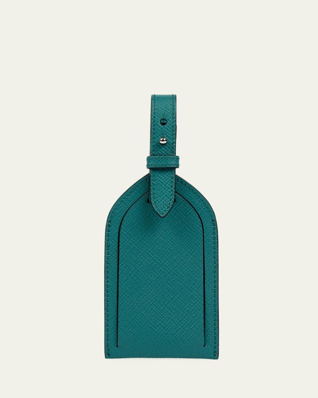 Panama Leather Luggage Tag, Petrol